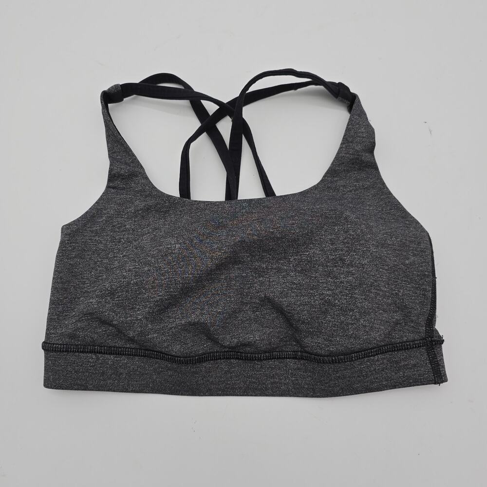 Lululemon Bra Womens 4 Gray Black High Neck Tank Bralette Sports Energy
